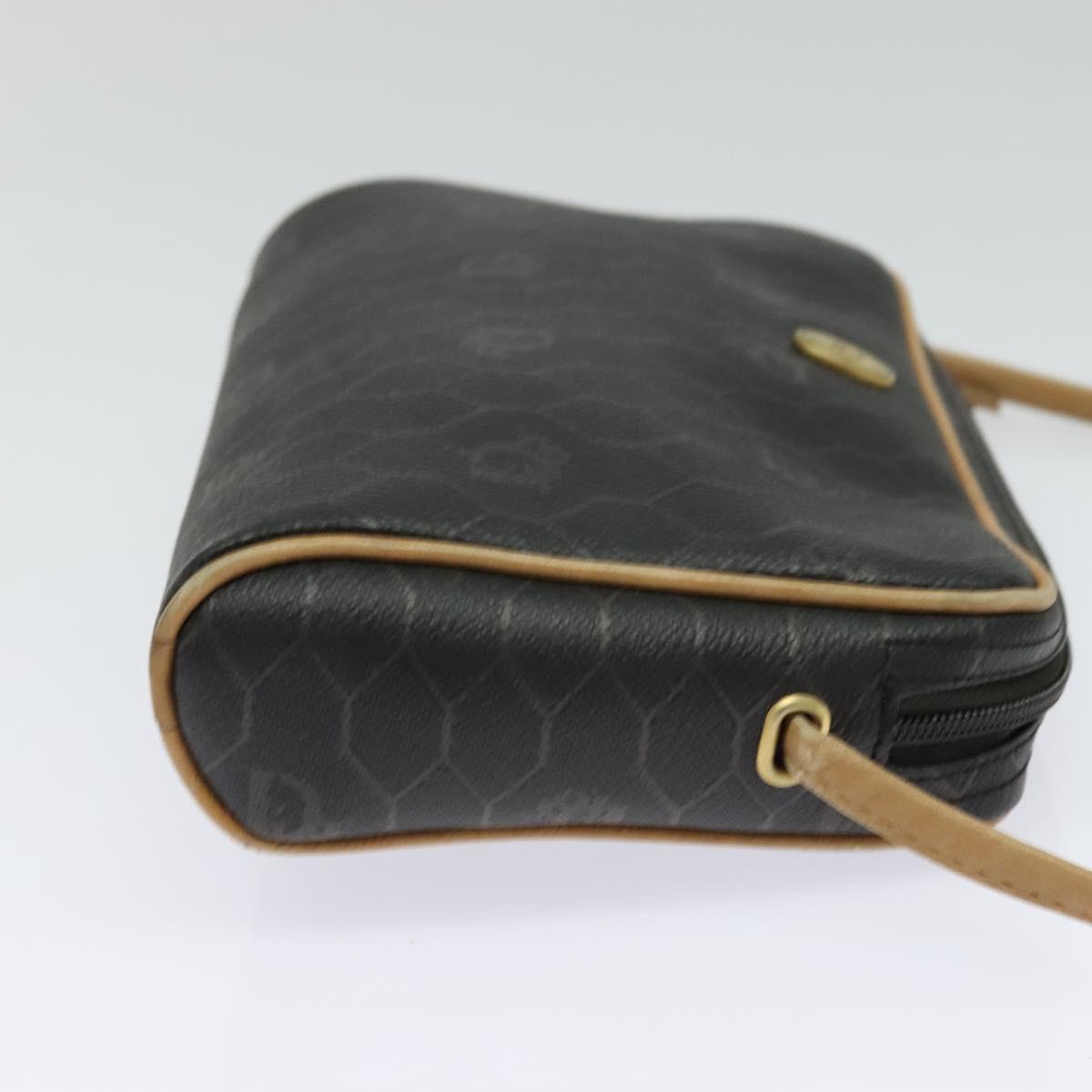 Christian Dior Honeycomb Canvas Shoulder Bag PVC Black Auth BA3916
