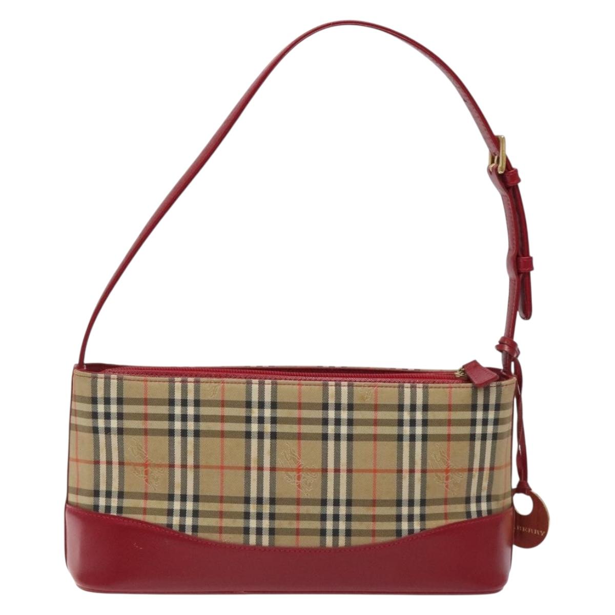 BURBERRY Nova Check Shoulder Bag Canvas Beige Gold Auth BA3917