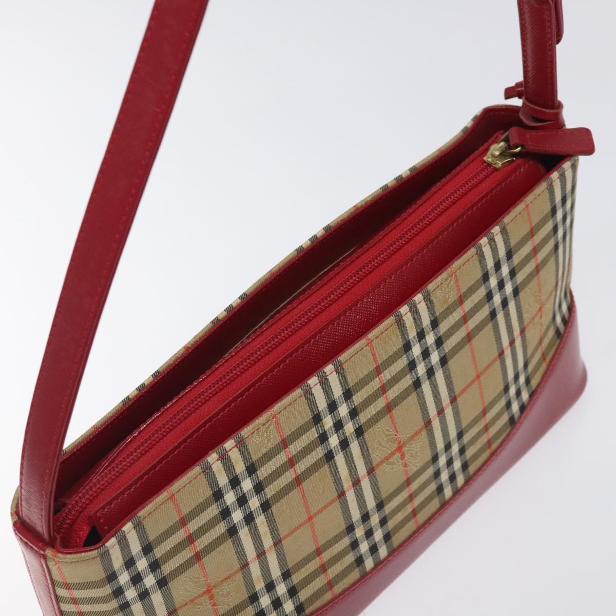 BURBERRY Nova Check Shoulder Bag Canvas Beige Gold Auth BA3917