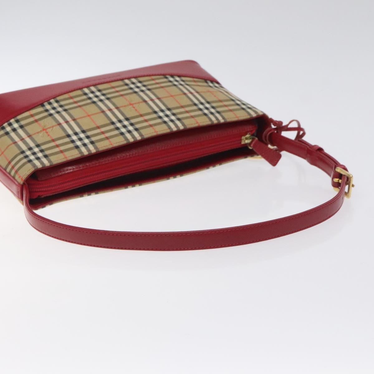 BURBERRY Nova Check Shoulder Bag Canvas Beige Gold Auth BA3917