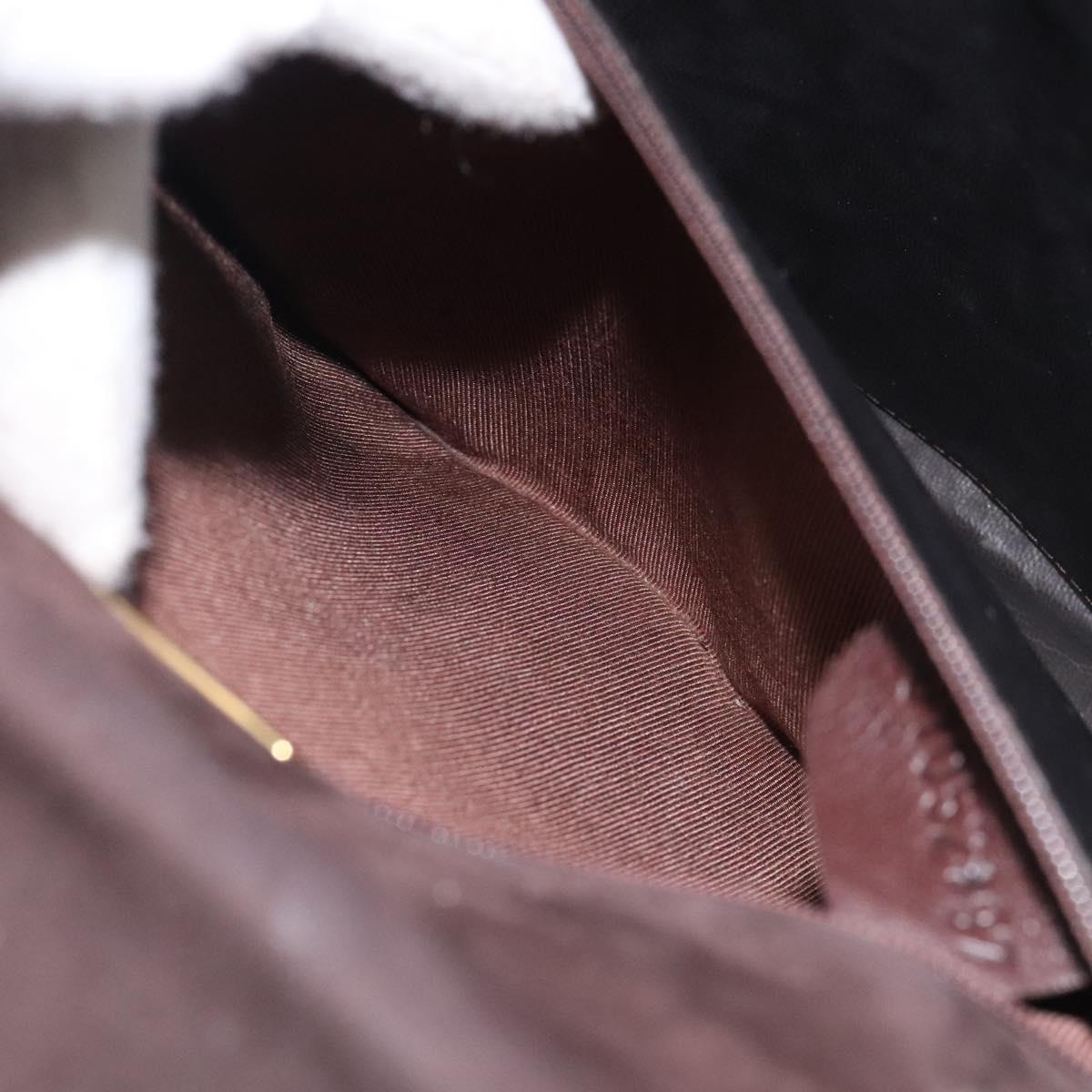 BALLY Hand Bag Suede Brown Gold Auth BA3925