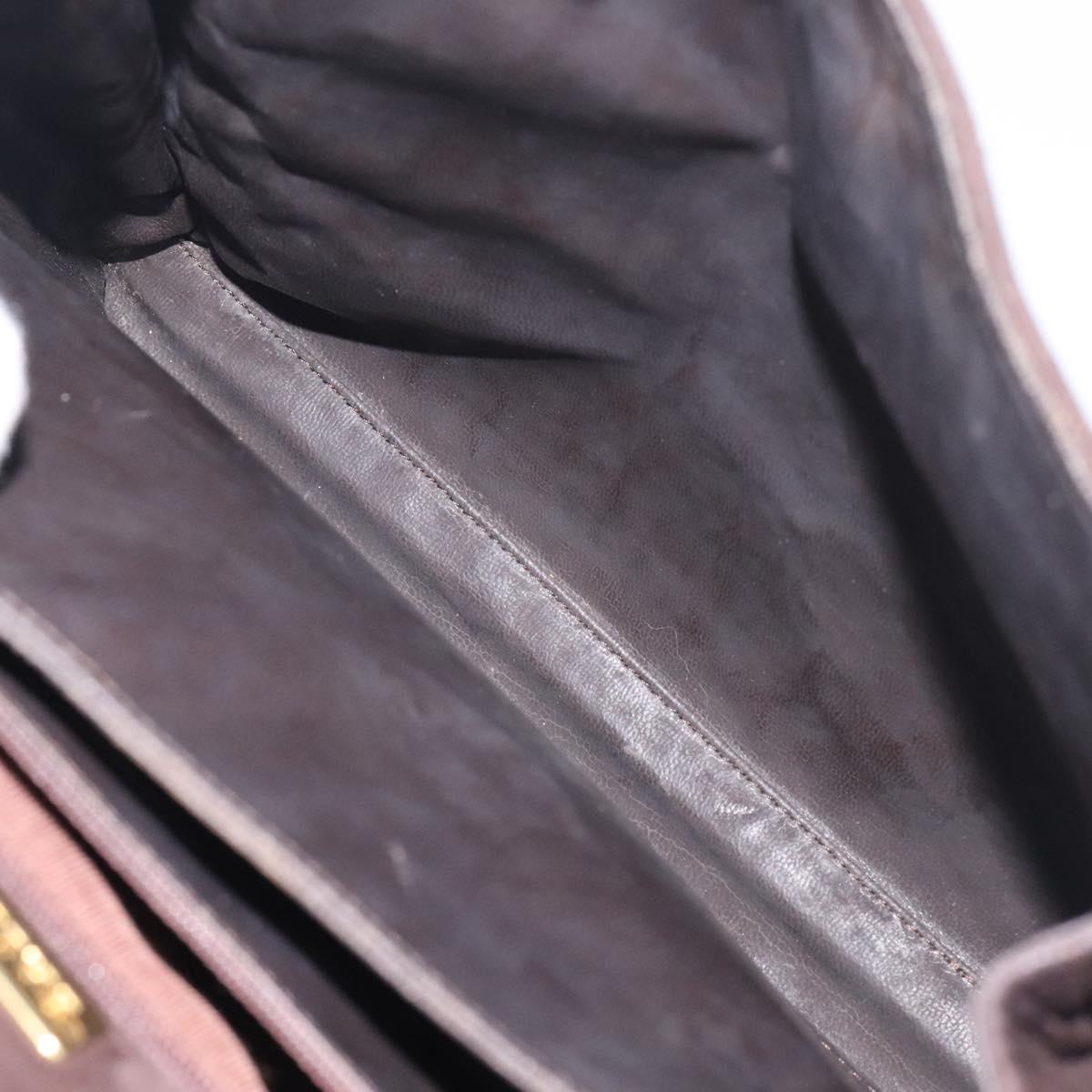 BALLY Hand Bag Suede Brown Gold Auth BA3925