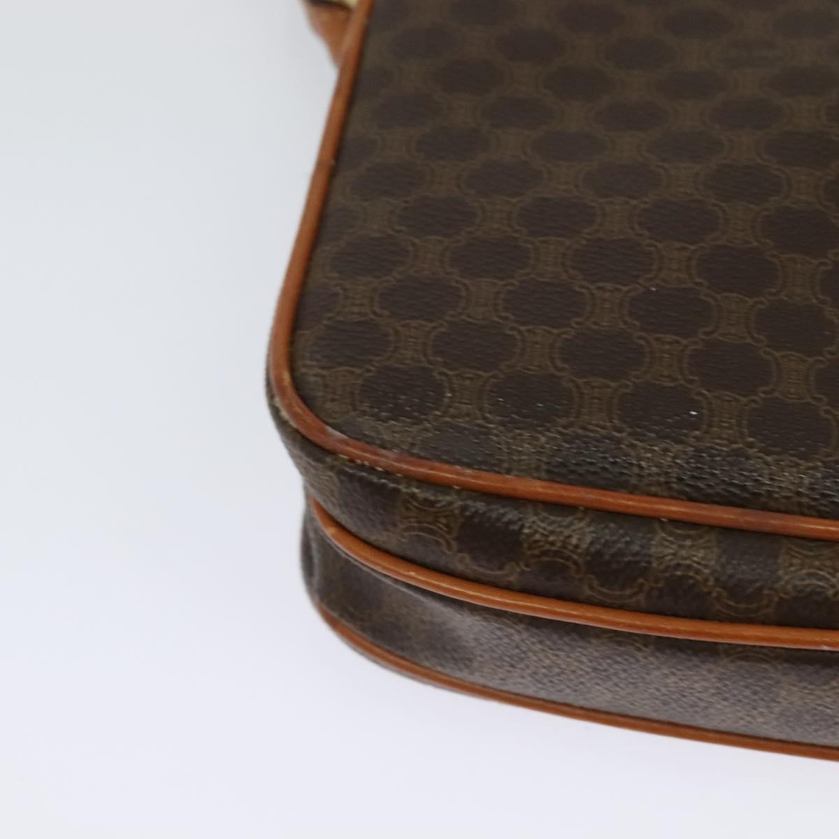 CELINE Macadam Canvas Shoulder Bag PVC Leather Brown Gold Auth BA3927