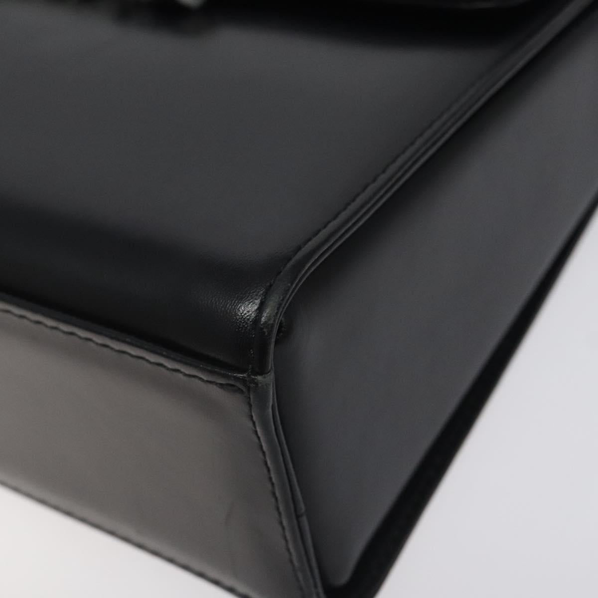 VALENTINO Shoulder Bag Leather Black Silver Auth BA3930