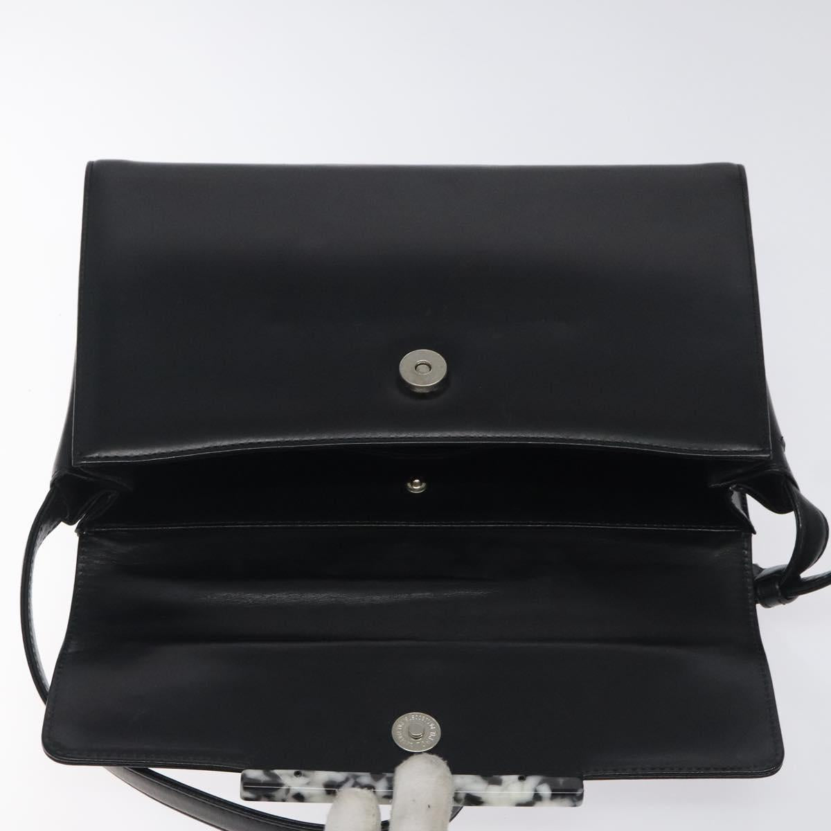 VALENTINO Shoulder Bag Leather Black Silver Auth BA3930