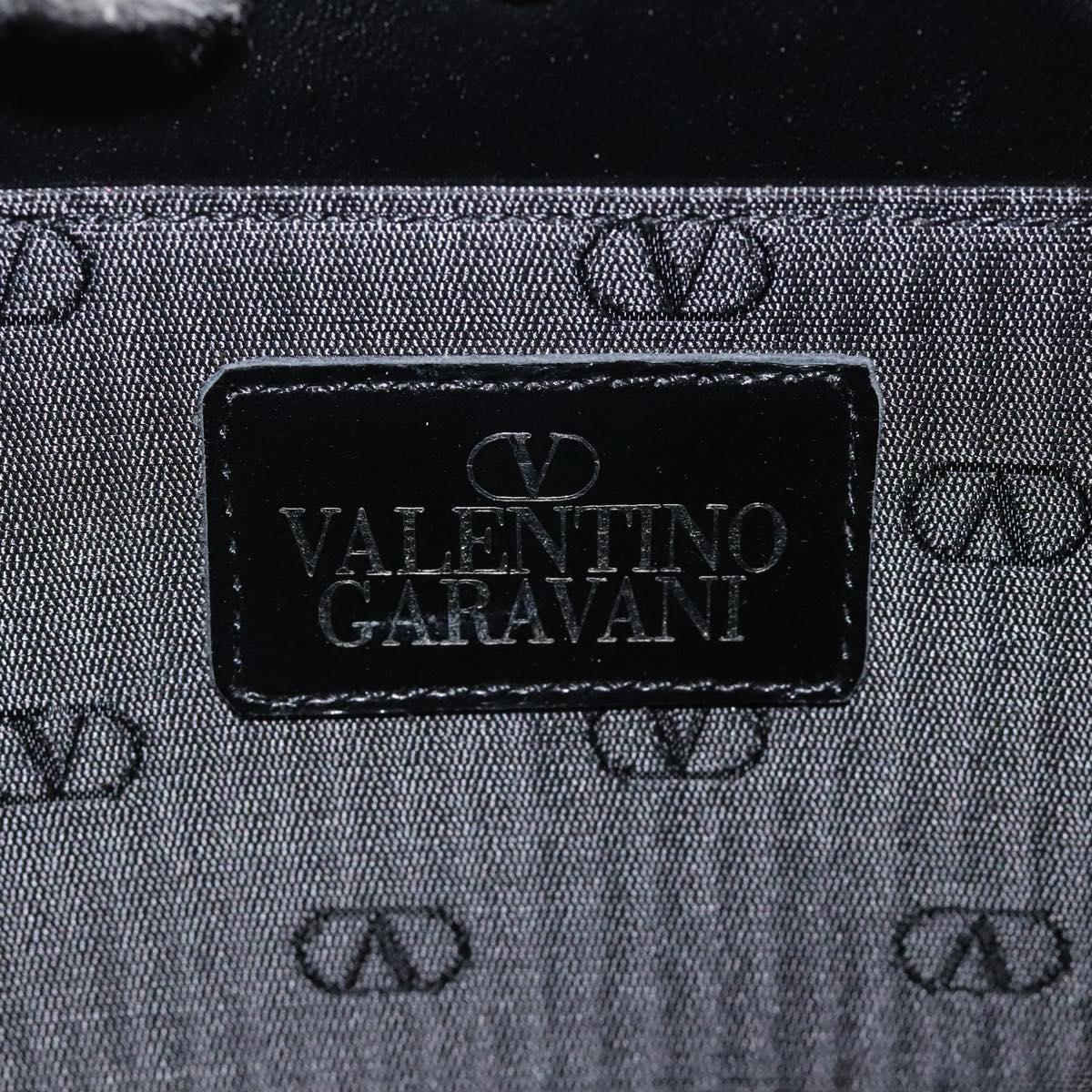 VALENTINO Shoulder Bag Leather Black Silver Auth BA3930