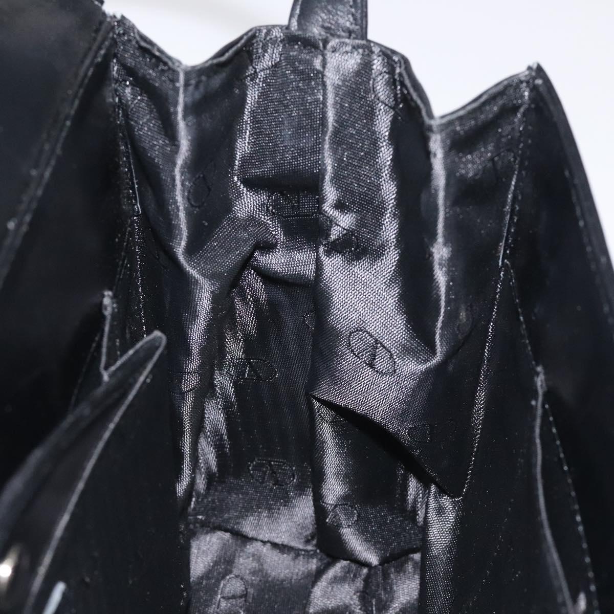 VALENTINO Shoulder Bag Leather Black Silver Auth BA3930