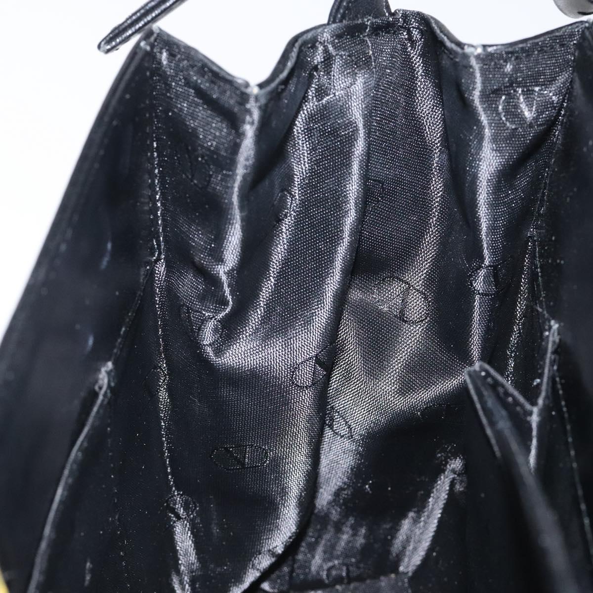 VALENTINO Shoulder Bag Leather Black Silver Auth BA3930