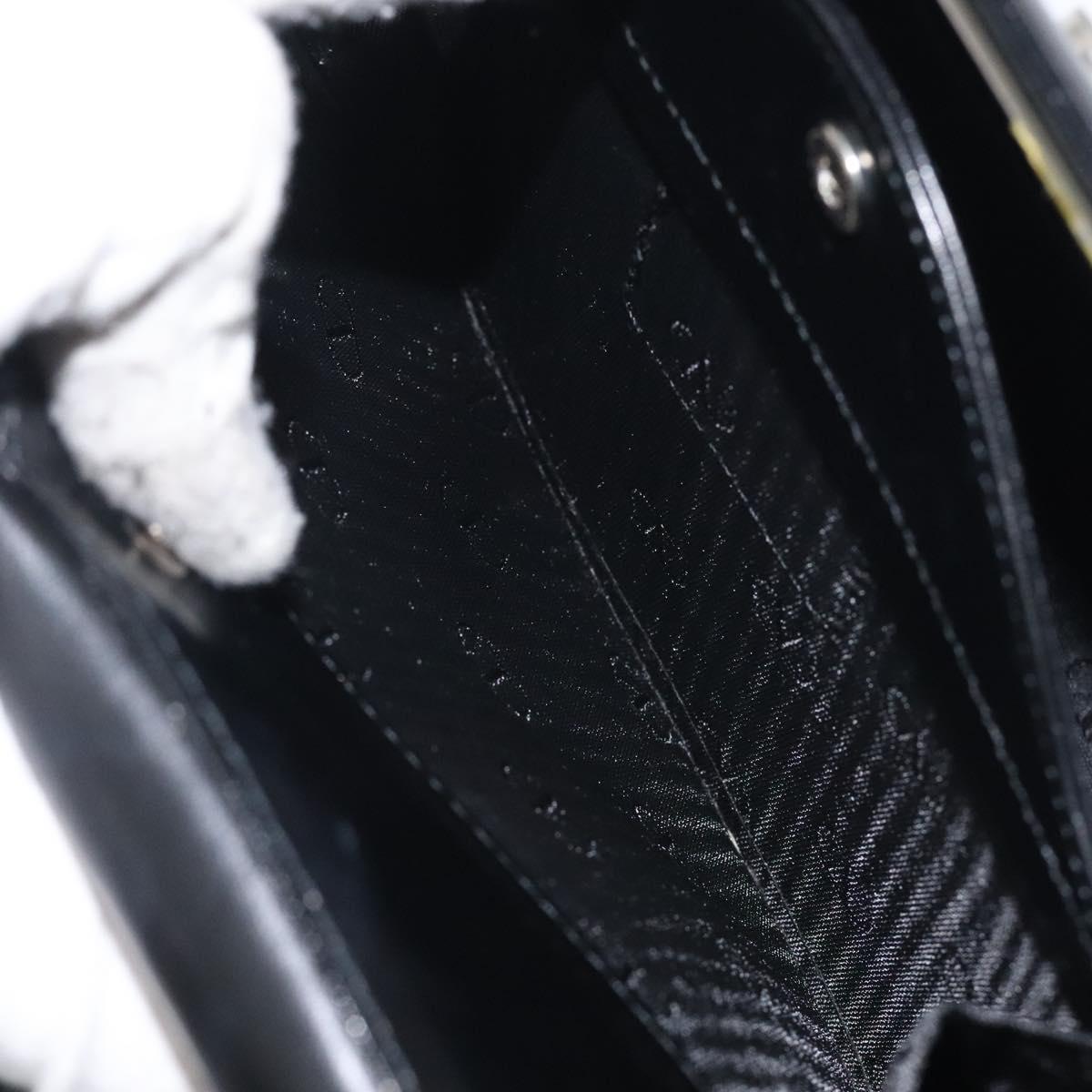 VALENTINO Shoulder Bag Leather Black Silver Auth BA3930