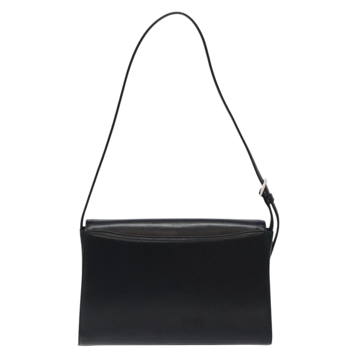VALENTINO Shoulder Bag Leather Black Silver Auth BA3930