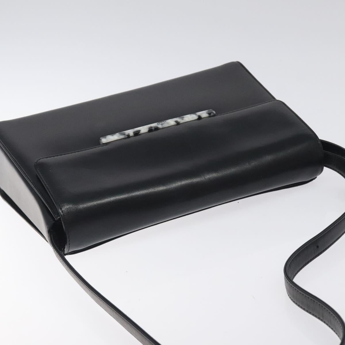 VALENTINO Shoulder Bag Leather Black Silver Auth BA3930