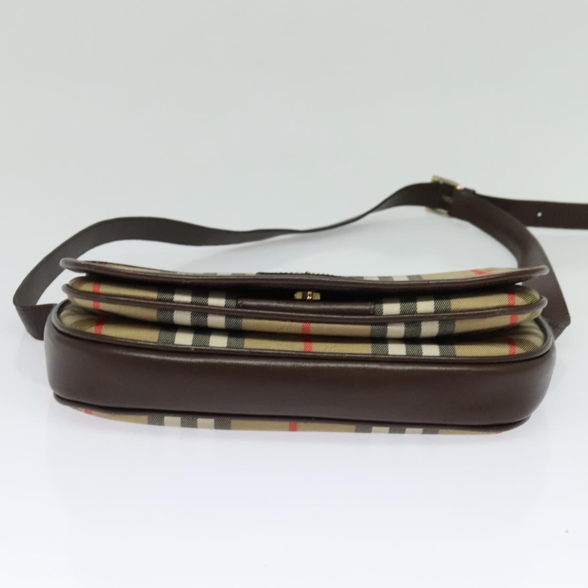 Burberrys Nova Check Shoulder Bag Canvas Beige Gold Auth BA3948
