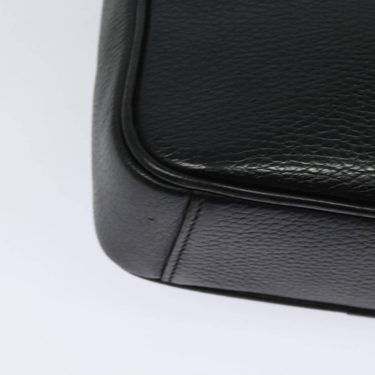 BURBERRY Shoulder Bag Leather Black Silver Auth BA3949