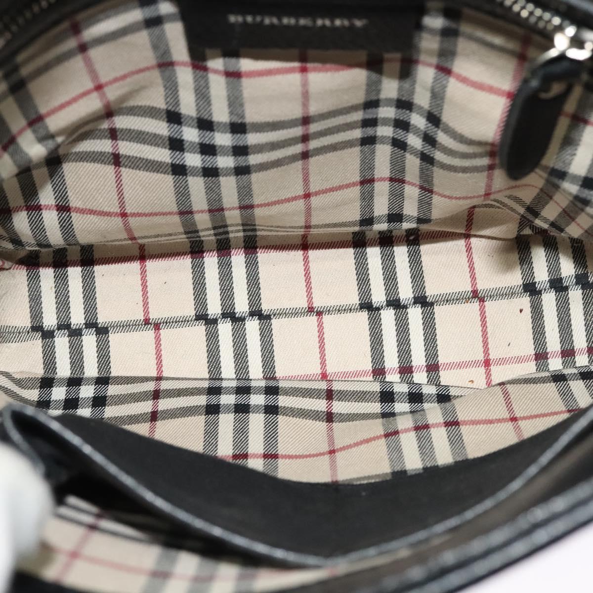 BURBERRY Shoulder Bag Leather Black Silver Auth BA3949