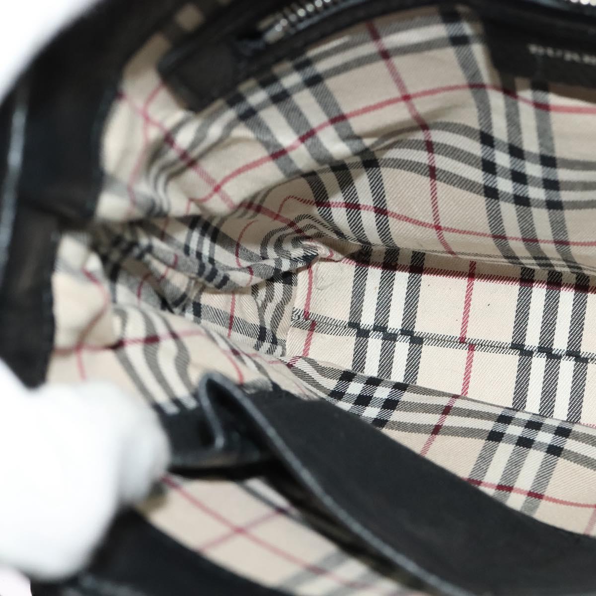 BURBERRY Shoulder Bag Leather Black Silver Auth BA3949