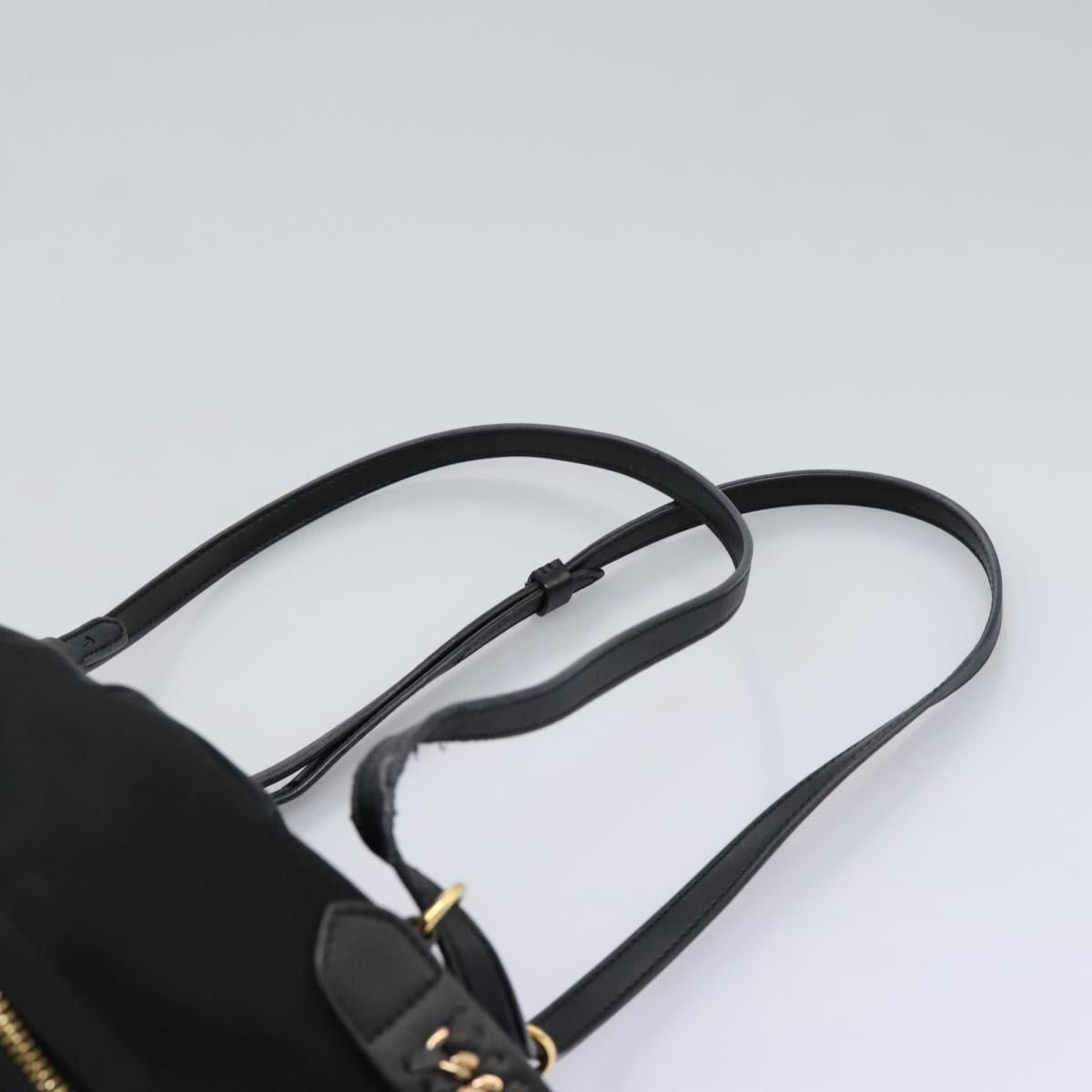 Stella MacCartney Backpack Nylon Gold Black Auth BA395