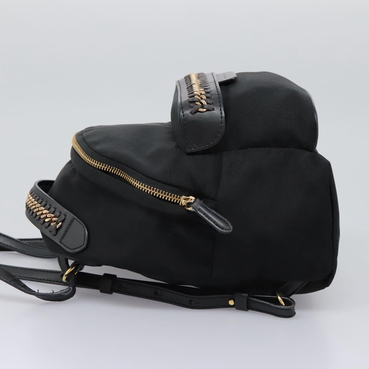 Stella MacCartney Backpack Nylon Gold Black Auth BA395