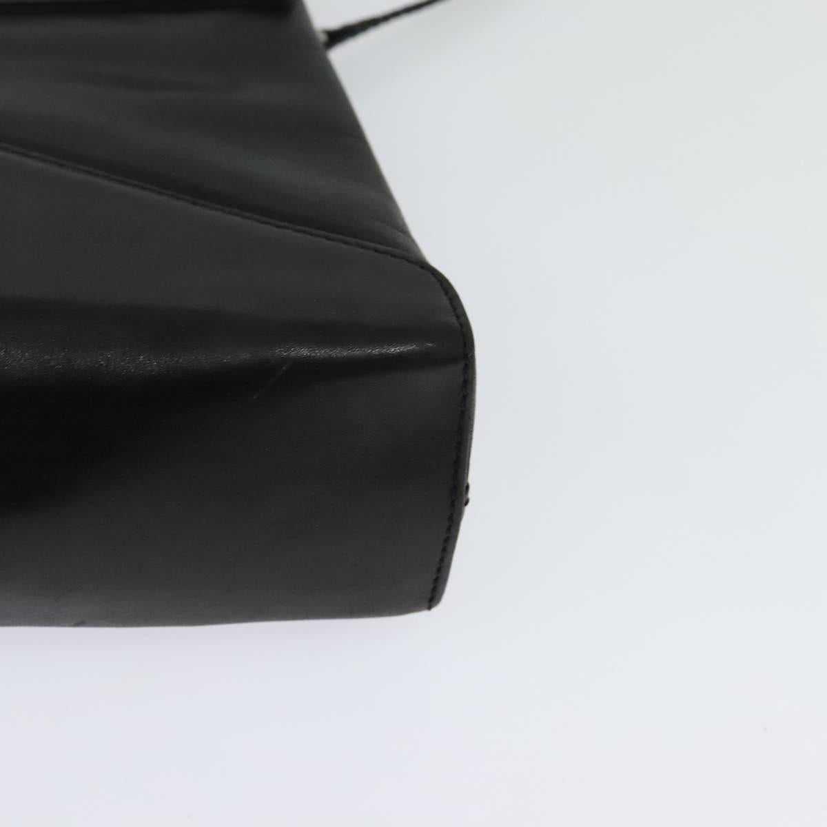 GIVENCHY Shoulder Bag Leather Black Gold Auth BA3952