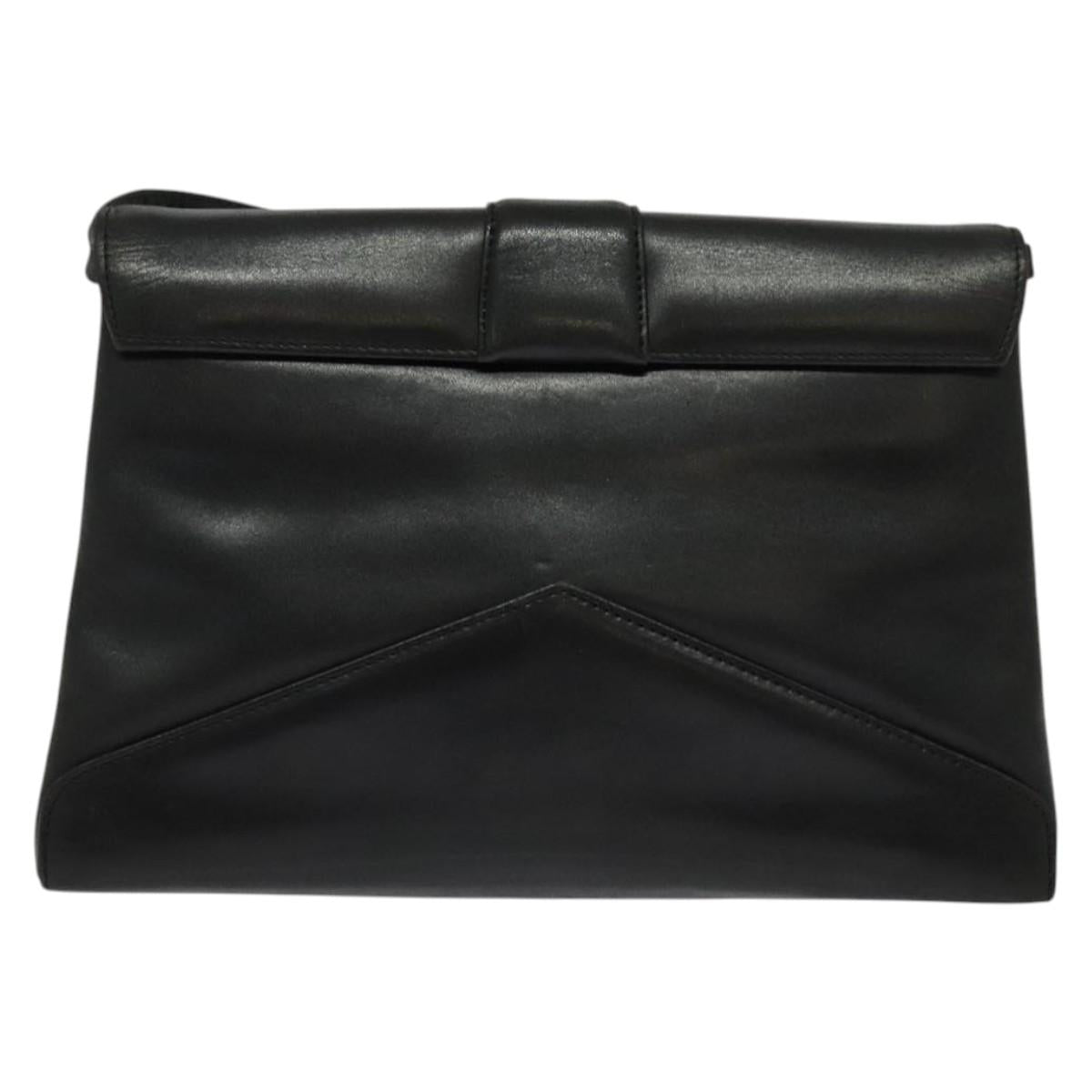 GIVENCHY Shoulder Bag Leather Black Gold Auth BA3952