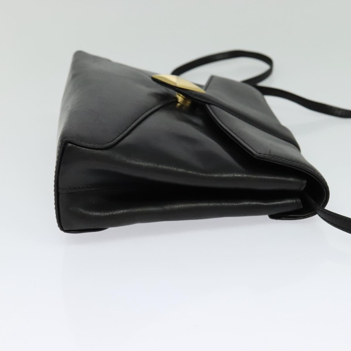 GIVENCHY Shoulder Bag Leather Black Gold Auth BA3952