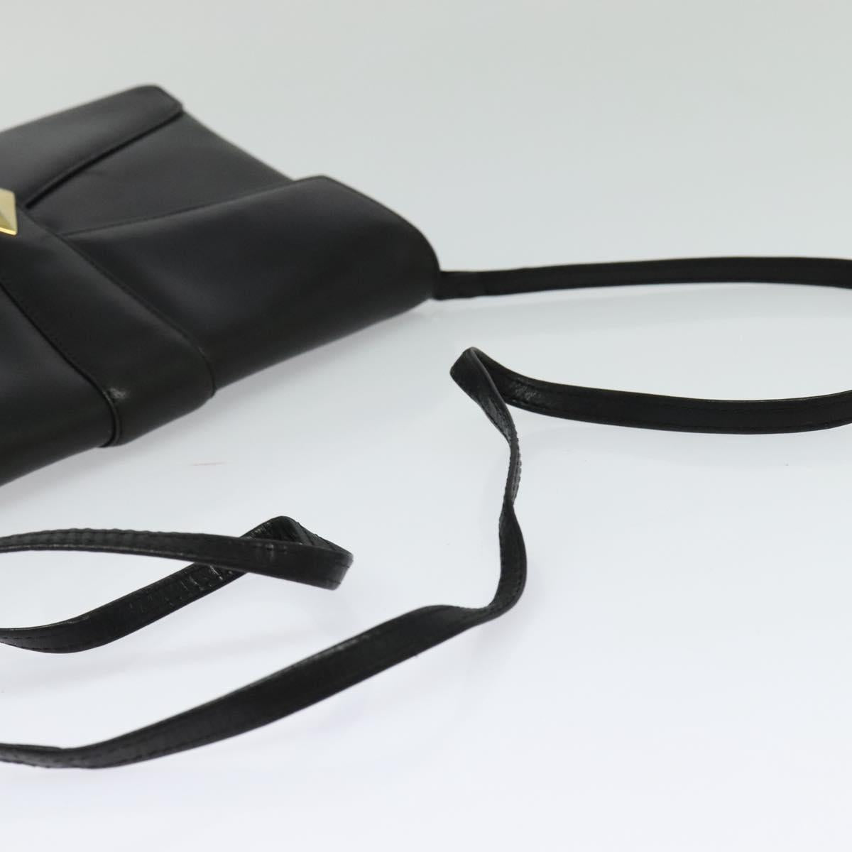 GIVENCHY Shoulder Bag Leather Black Gold Auth BA3952