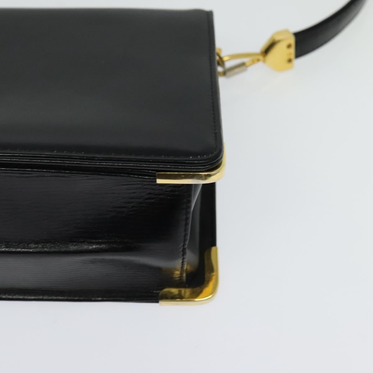 Christian Dior Shoulder Bag Leather Black Gold Auth BA3954