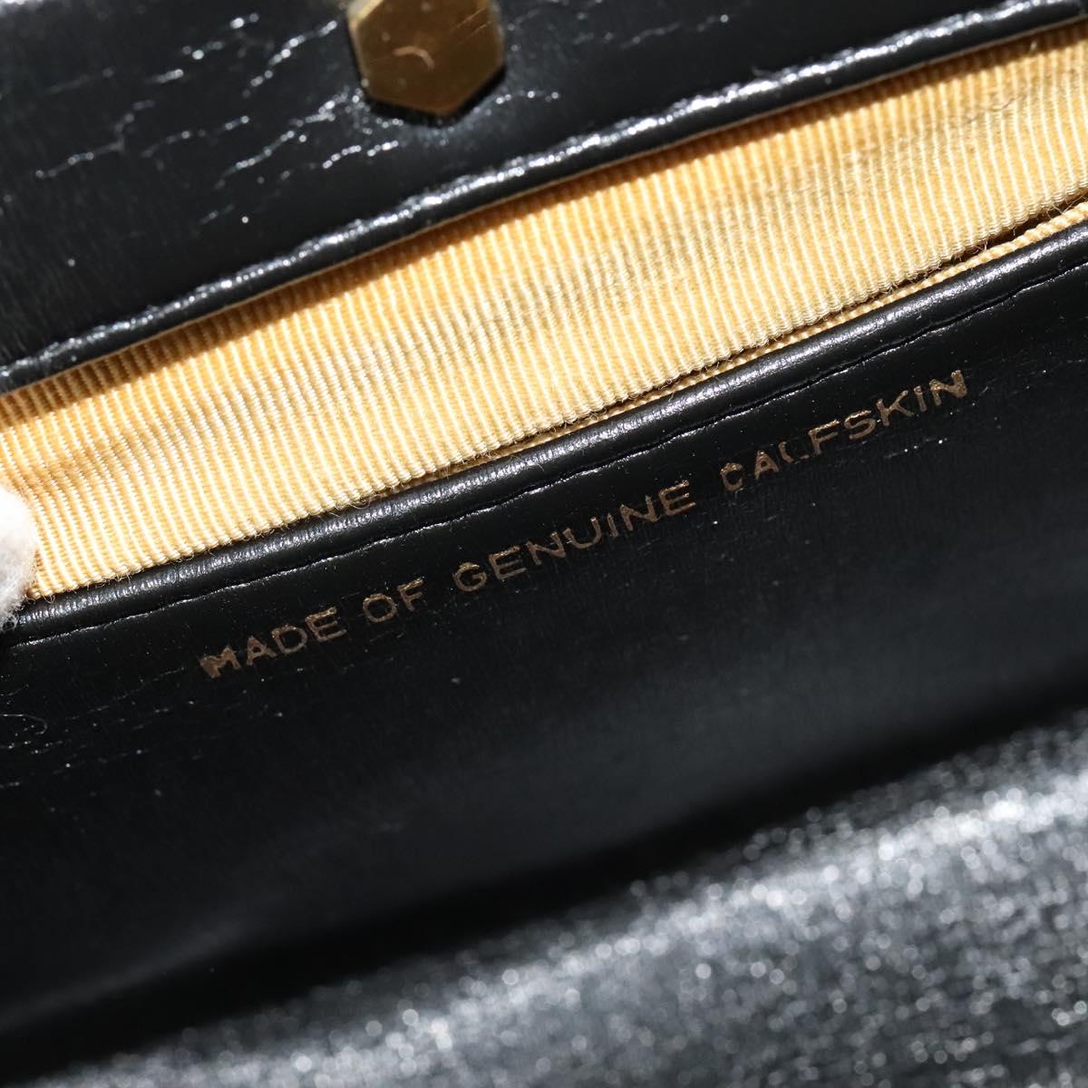 Christian Dior Shoulder Bag Leather Black Gold Auth BA3954