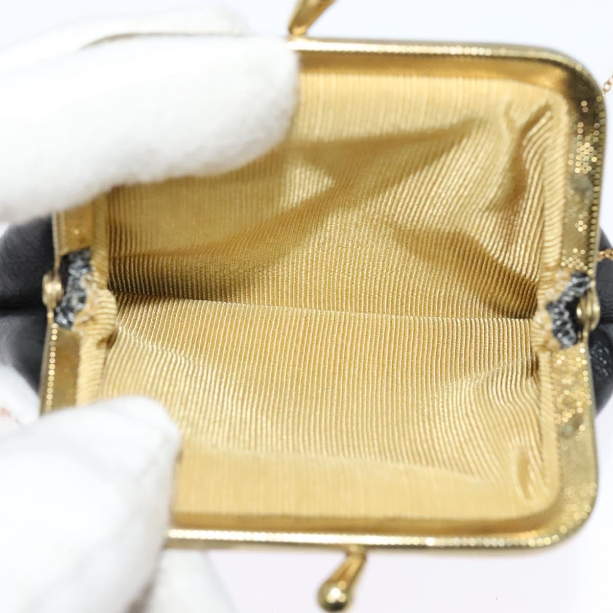 Christian Dior Shoulder Bag Leather Black Gold Auth BA3954