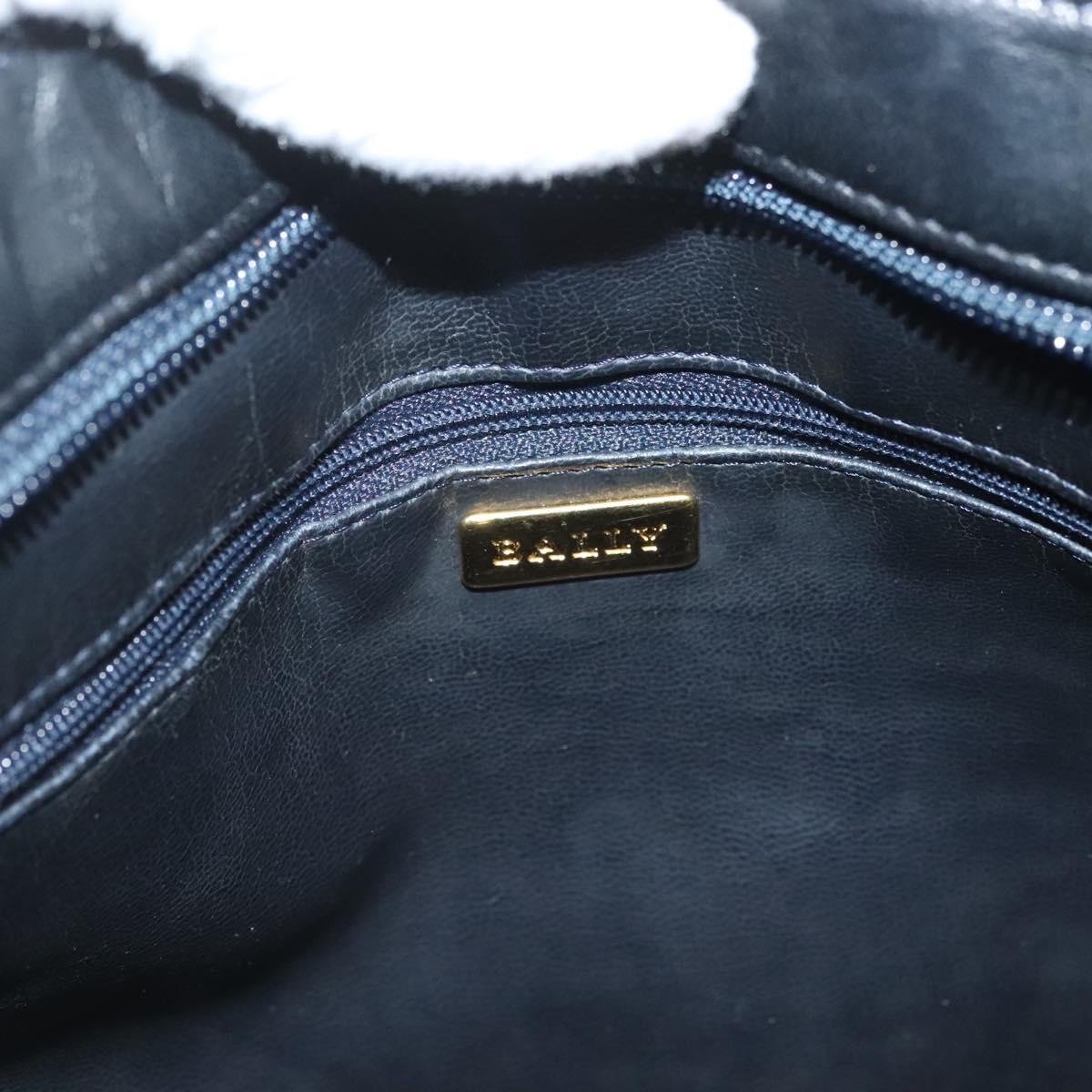 BALLY Shoulder Bag Suede Navy Gold Auth BA3960