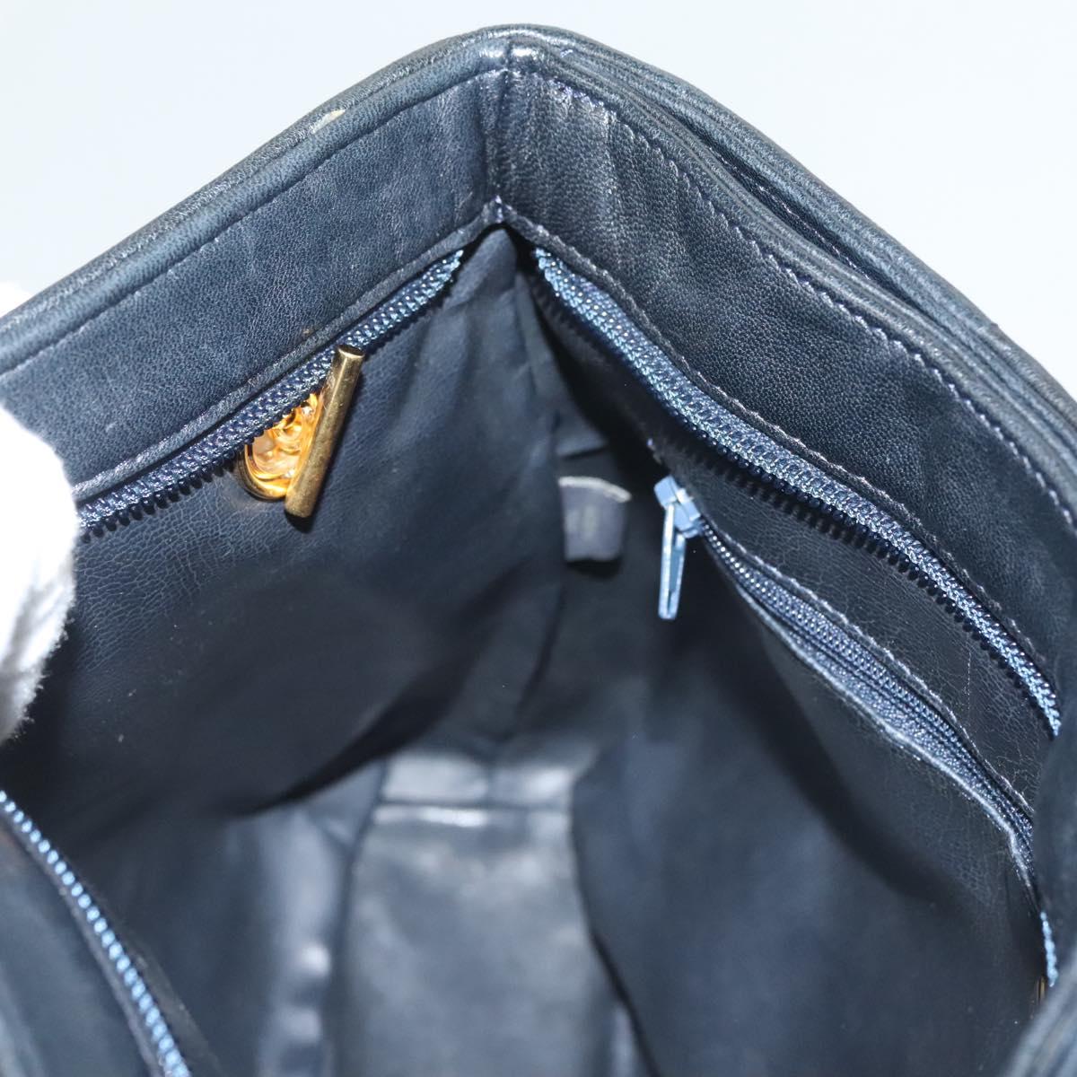 BALLY Shoulder Bag Suede Navy Gold Auth BA3960