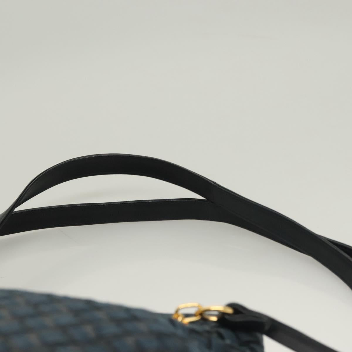 BALLY Shoulder Bag Suede Navy Gold Auth BA3960