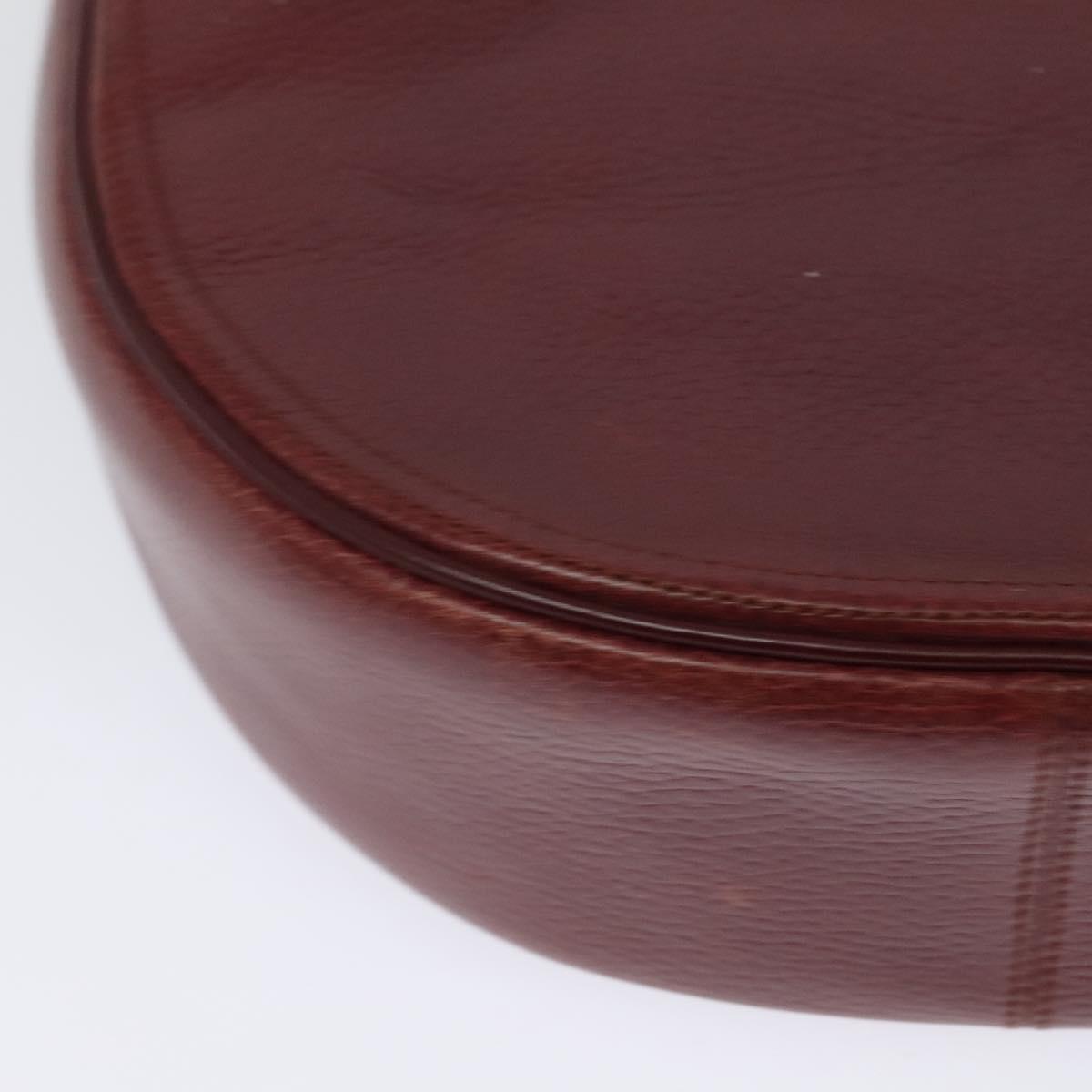 CARTIER Must Line Shoulder Bag Leather Bordeaux Gold Auth BA3962