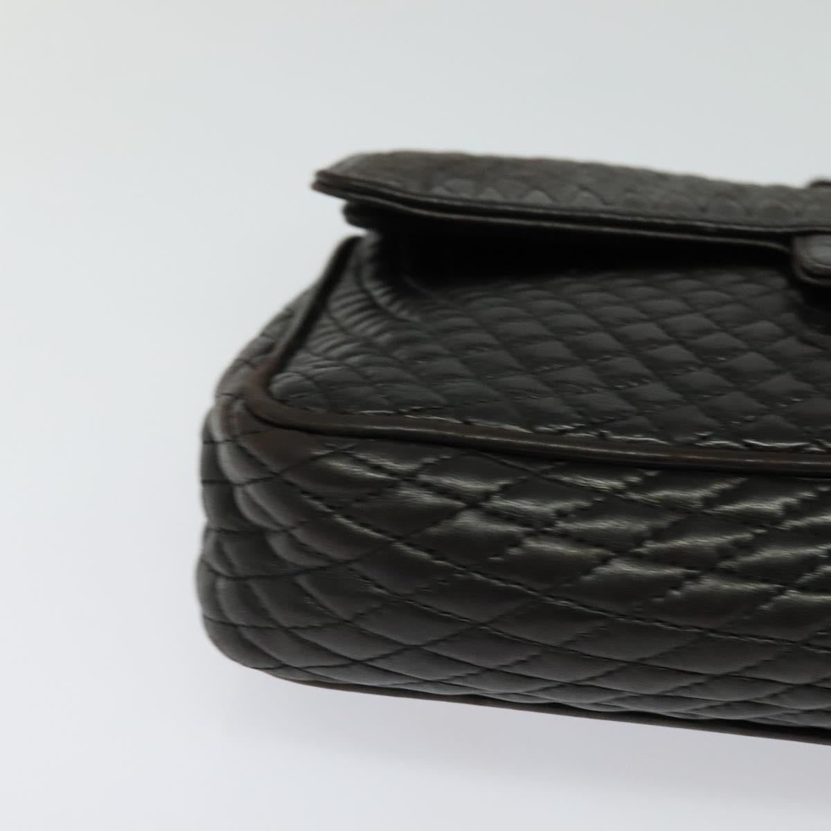 BALLY Chain Shoulder Bag Leather Black Gold Auth BA3966