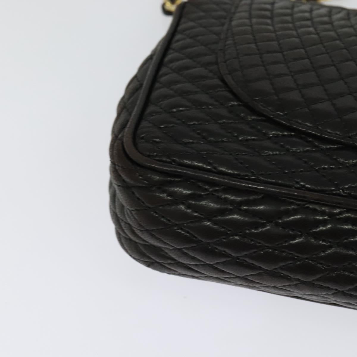 BALLY Chain Shoulder Bag Leather Black Gold Auth BA3966