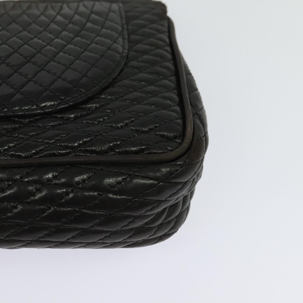 BALLY Chain Shoulder Bag Leather Black Gold Auth BA3966