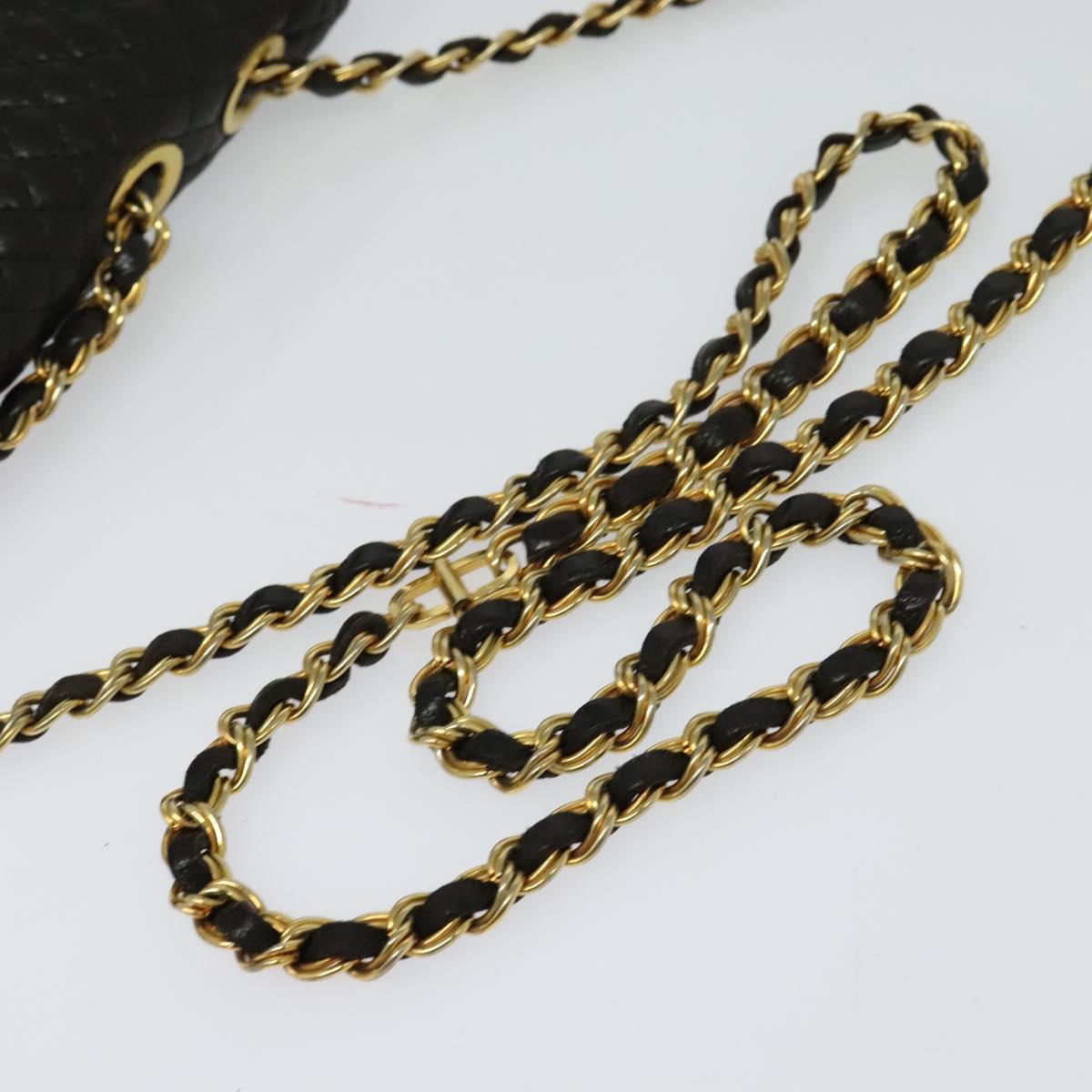 BALLY Chain Shoulder Bag Leather Black Gold Auth BA3966