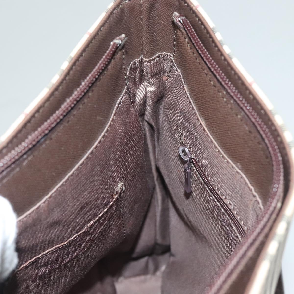 BURBERRY Nova Check Tote Bag Canvas Beige Silver Auth BA3977