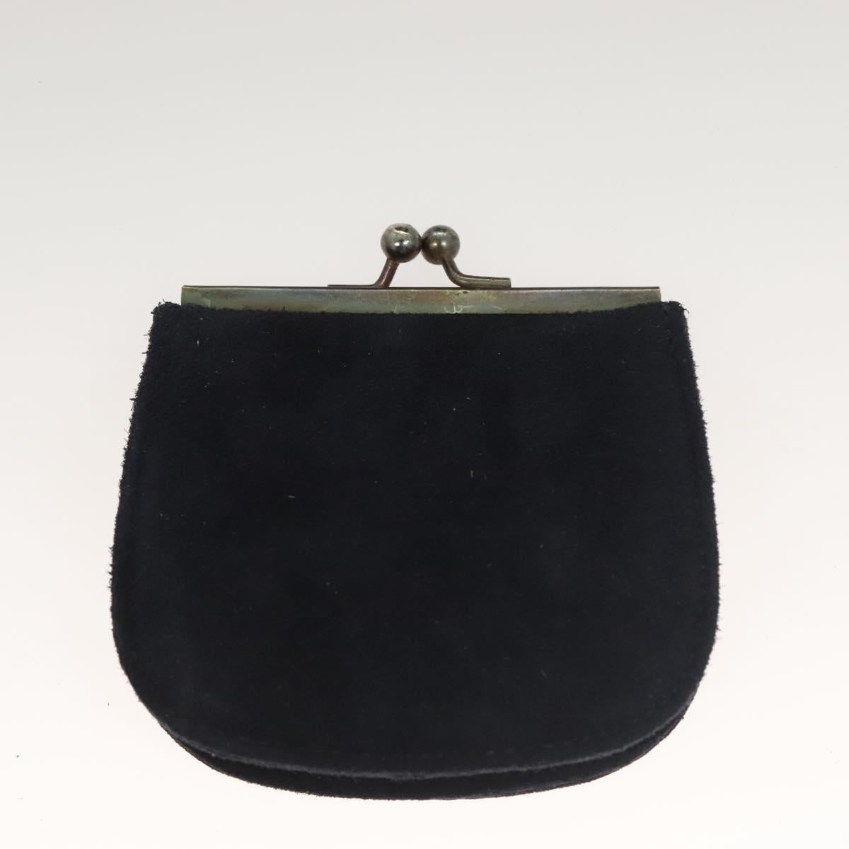 GUCCI Shoulder Bag Suede Leather Navy Gold Auth BA3980