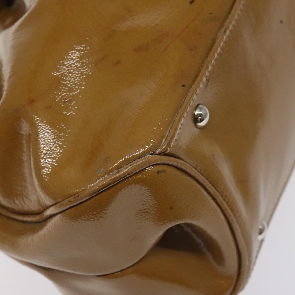 Salvatore Ferragamo Hand Bag Patent leather Brown Silver Auth BA3981