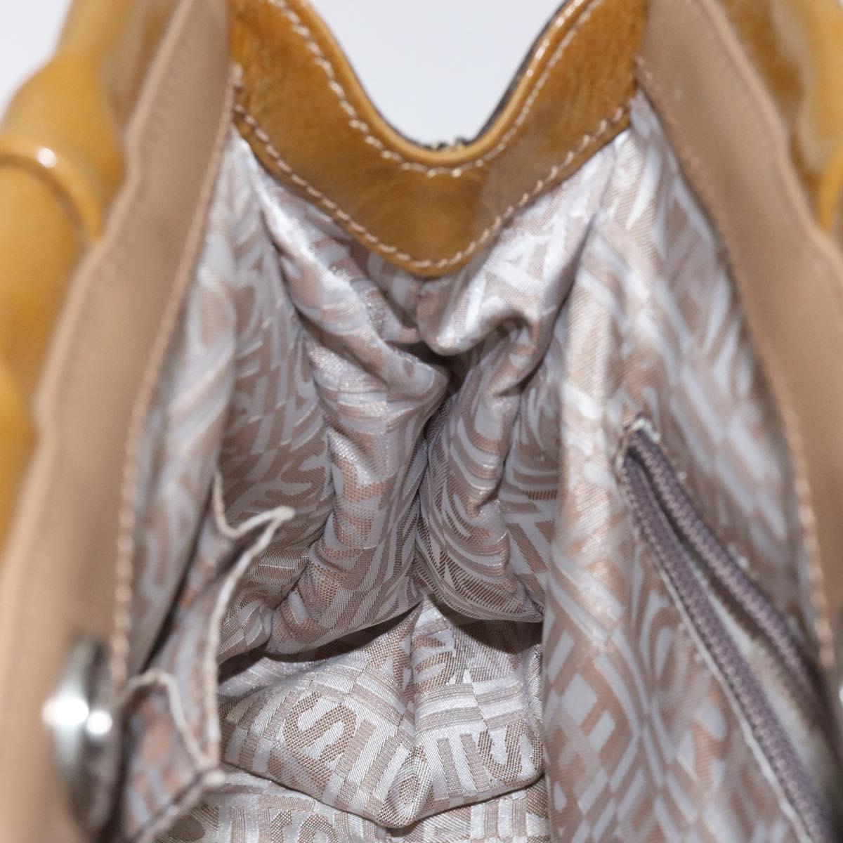 Salvatore Ferragamo Hand Bag Patent leather Brown Silver Auth BA3981