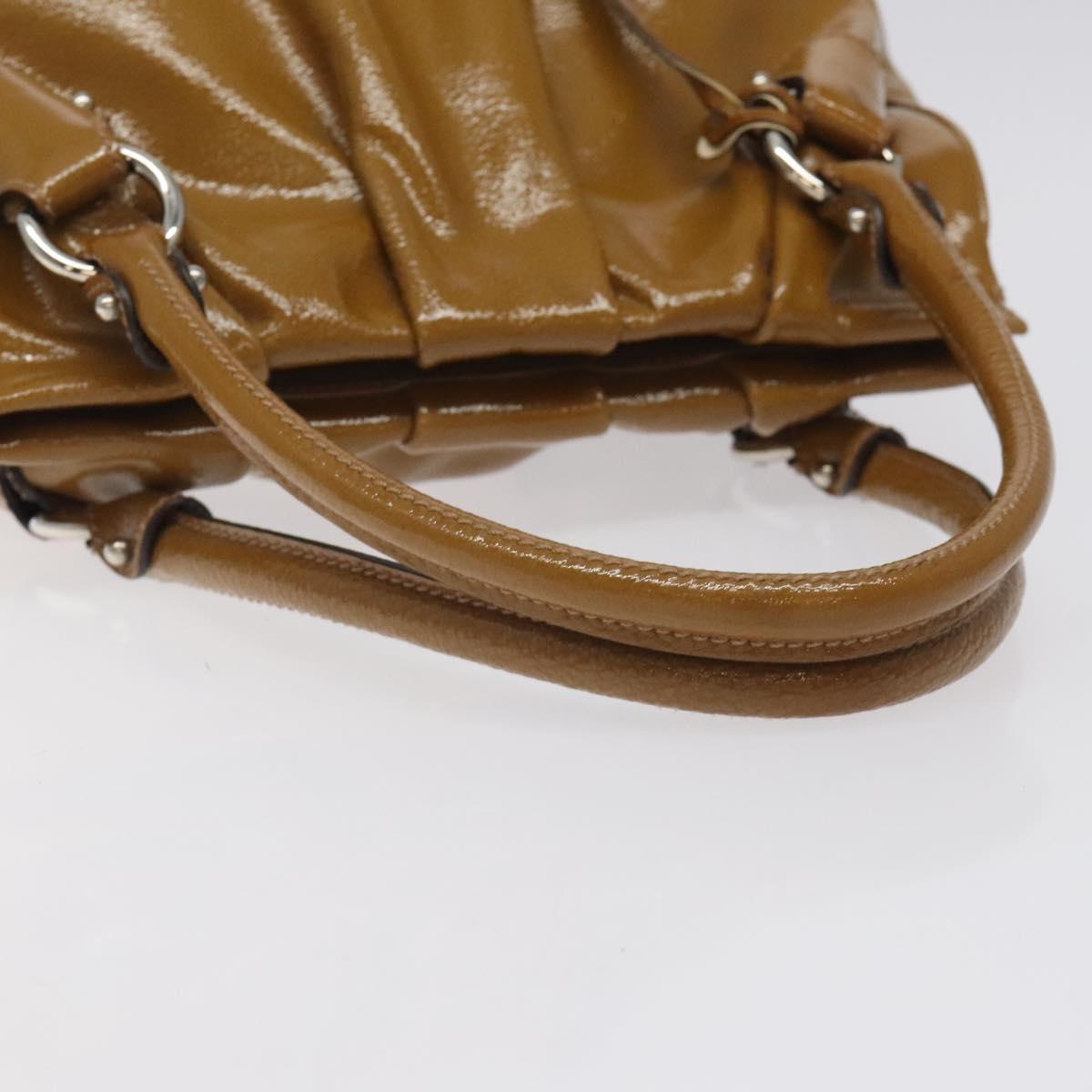 Salvatore Ferragamo Hand Bag Patent leather Brown Silver Auth BA3981