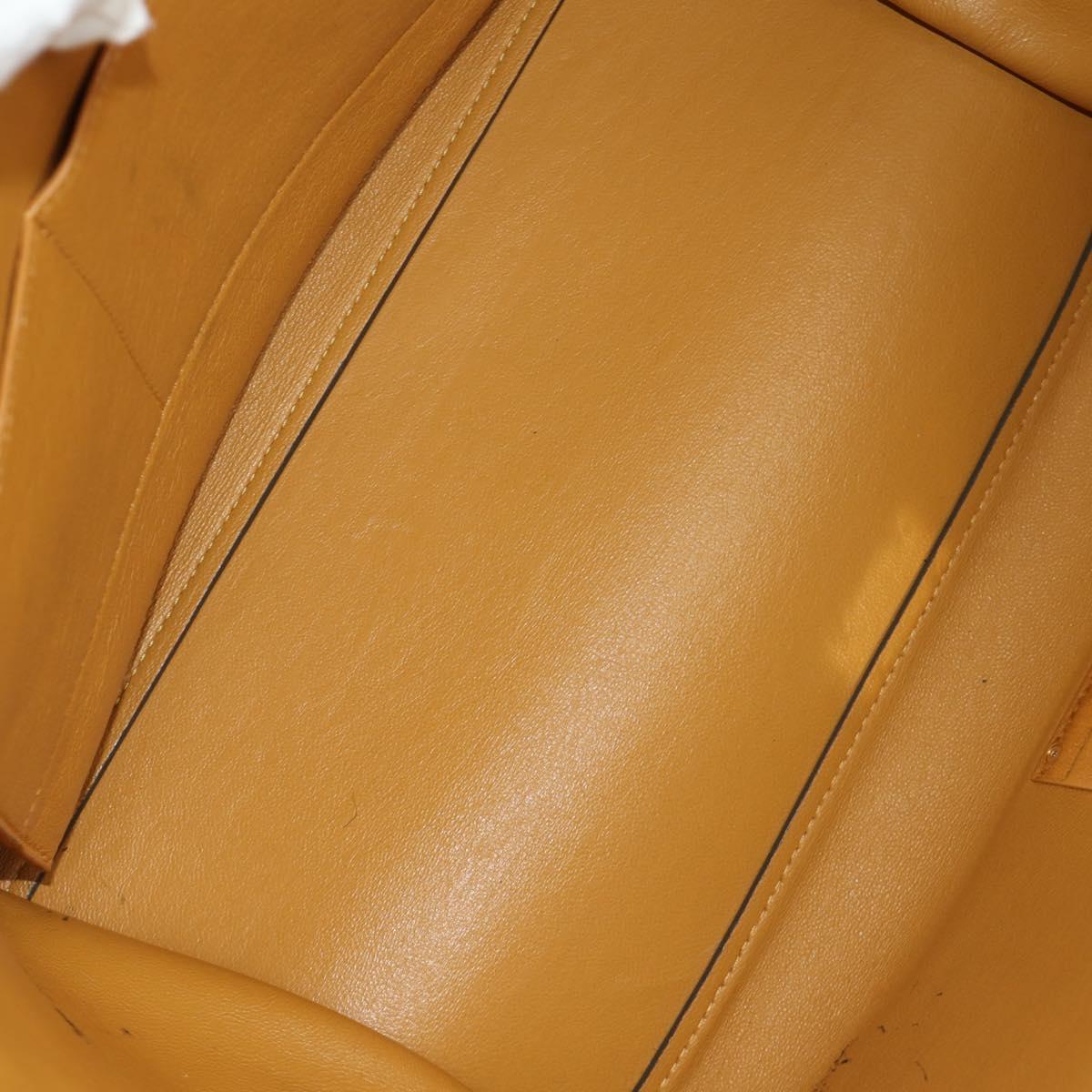 CELINE Trapeze Hand Bag Leather 2way Navy Gold Auth BA400