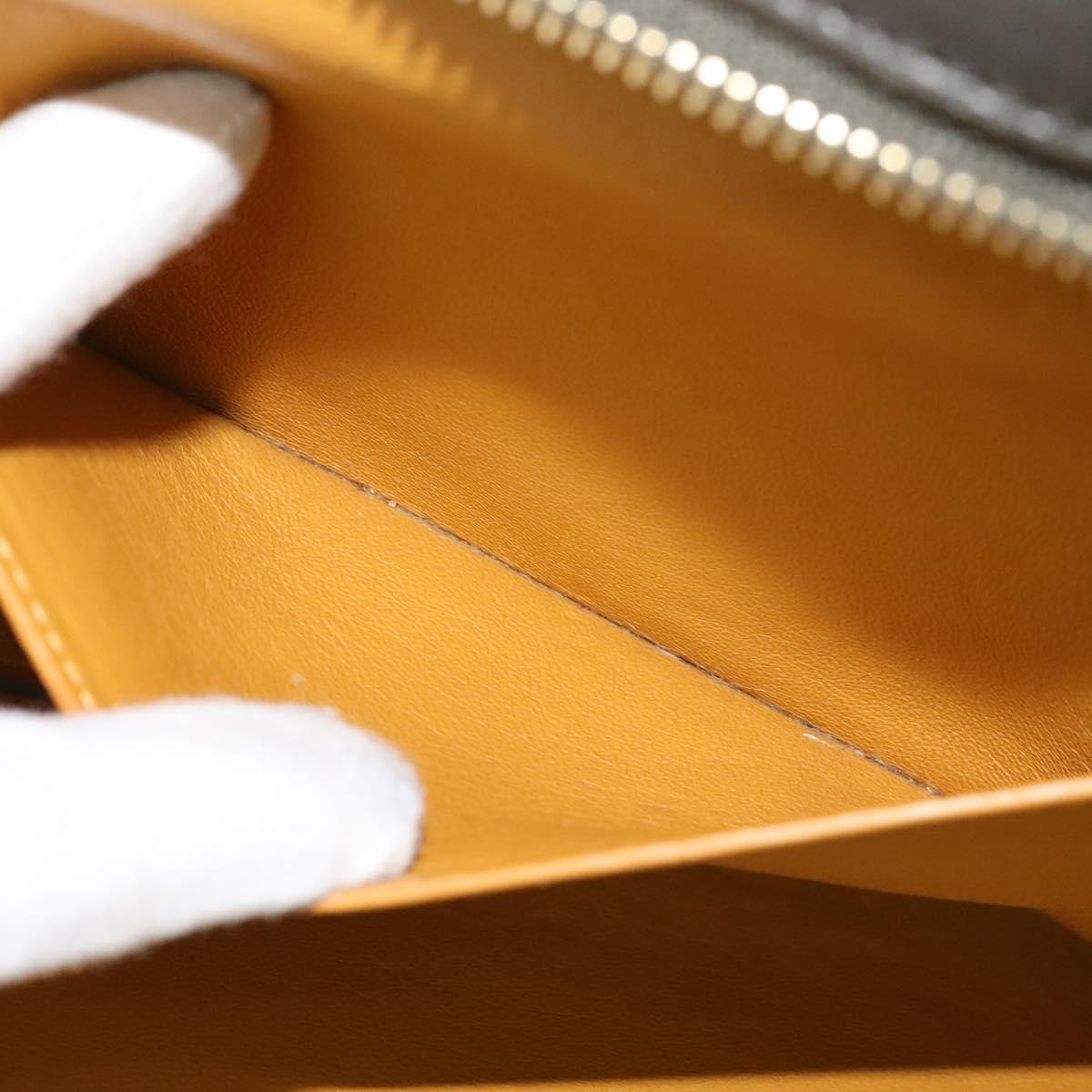 CELINE Trapeze Hand Bag Leather 2way Navy Gold Auth BA400