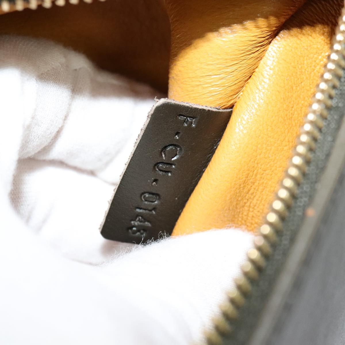 CELINE Trapeze Hand Bag Leather 2way Navy Gold Auth BA400