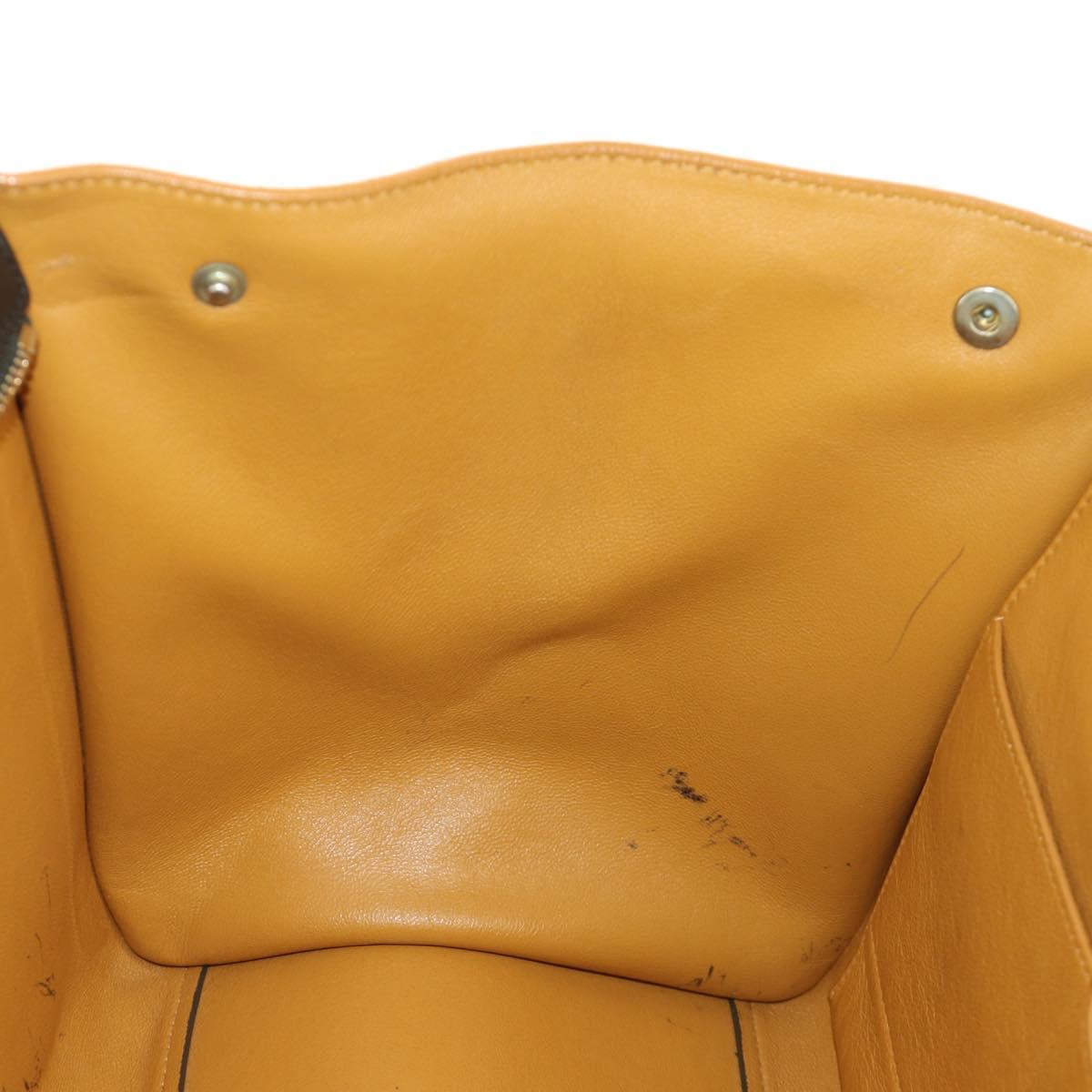 CELINE Trapeze Hand Bag Leather 2way Navy Gold Auth BA400