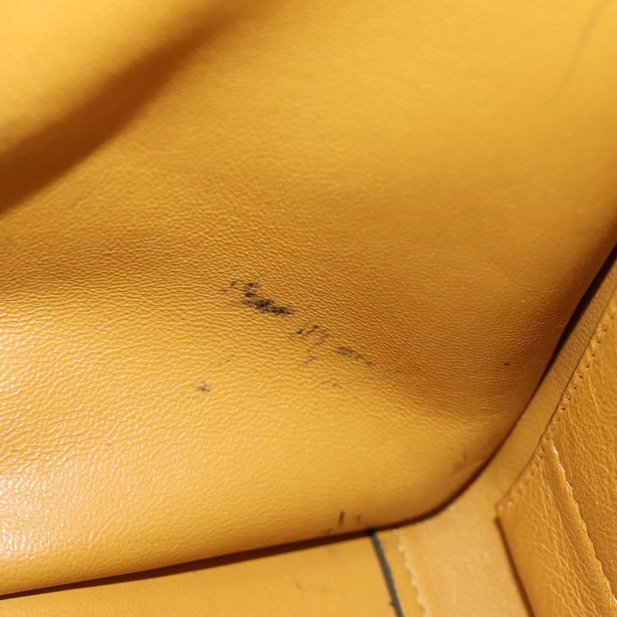CELINE Trapeze Hand Bag Leather 2way Navy Gold Auth BA400