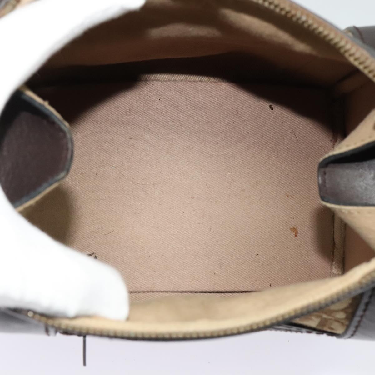 Christian Dior Trotter Canvas Shoulder Bag Brown Gold Auth BA4009