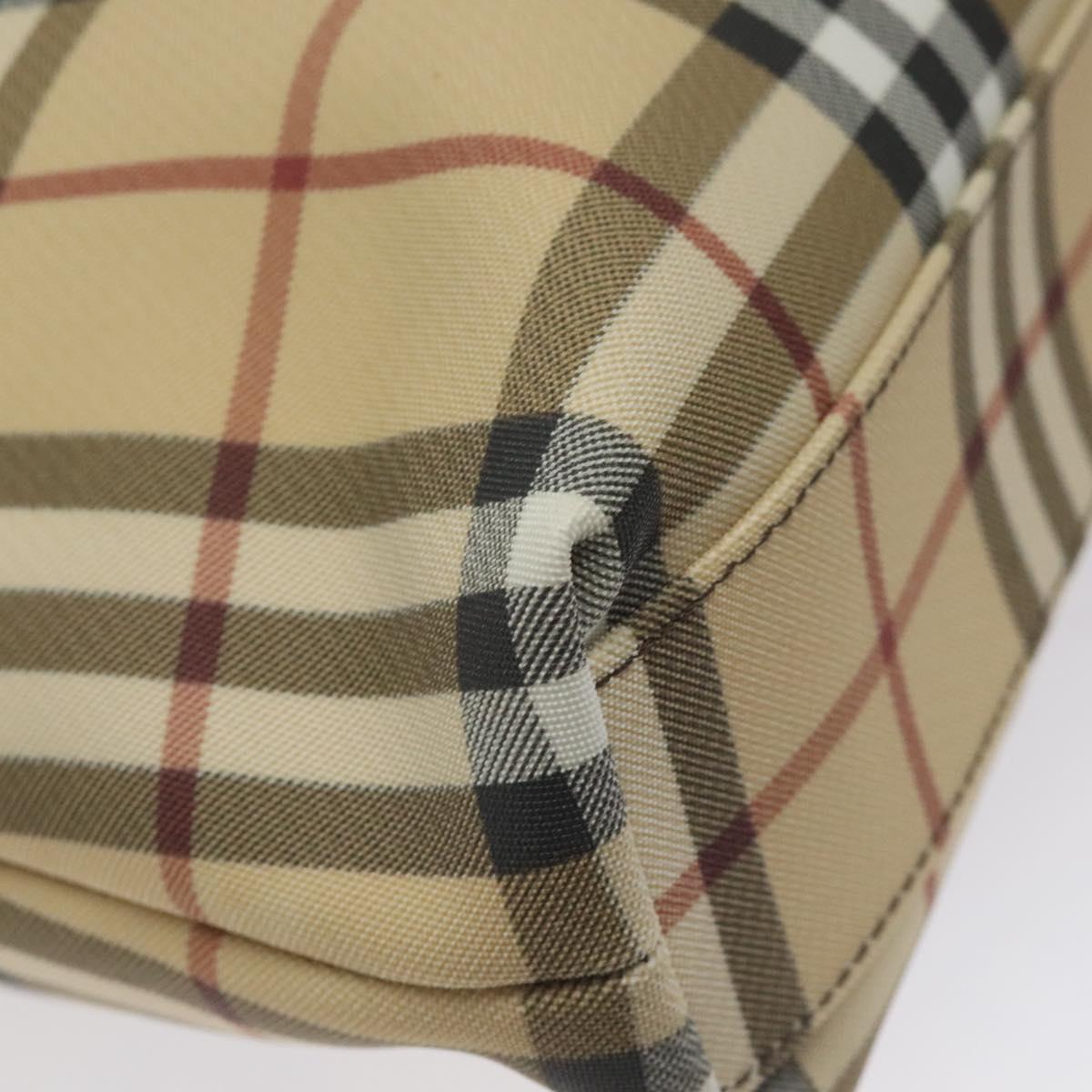 BURBERRY Nova Check Tote Bag PVC Leather Beige Brown Auth BA401
