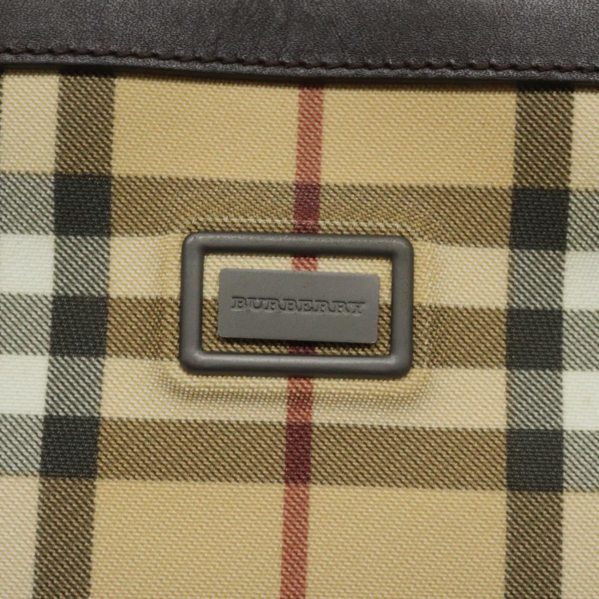 BURBERRY Nova Check Tote Bag PVC Leather Beige Brown Auth BA401