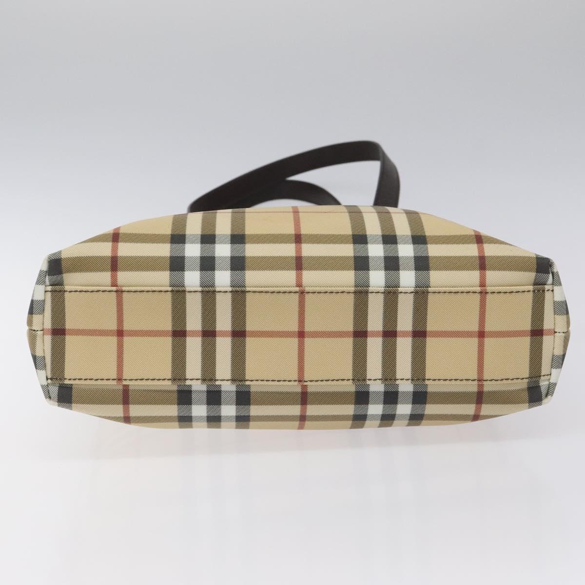 BURBERRY Nova Check Tote Bag PVC Leather Beige Brown Auth BA401